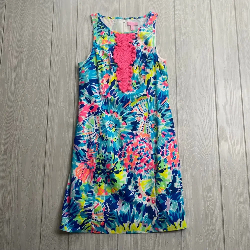 Lilly Pulitzer Women's Multi Dive Floral Colorful Adara Shift Dress Size 2